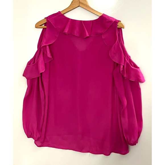V Cristina Woman's Blouse Size‎ L Fuchsia Ruffle Blouse Romantic Barbie Feminine - Picture 4 of 10